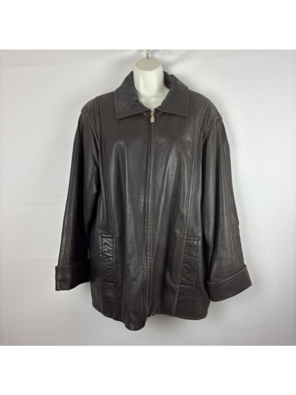 Vintage LNR Soft Glove Leather Zip Bomber Jacket Cuffed Quilted Lining Large - Picture 2 of 10